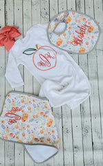 Monogrammed Peach Baby Gift Set