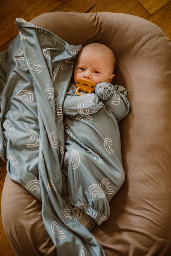 Lightweight Swaddle Blanket Neutral Rainbows – South of Urban Shop