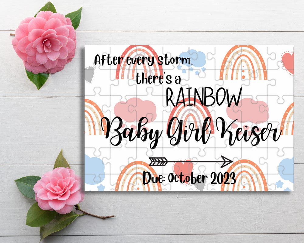 Rainbow Baby Pregnancy Announcement Puzzle - Happy Rainbows