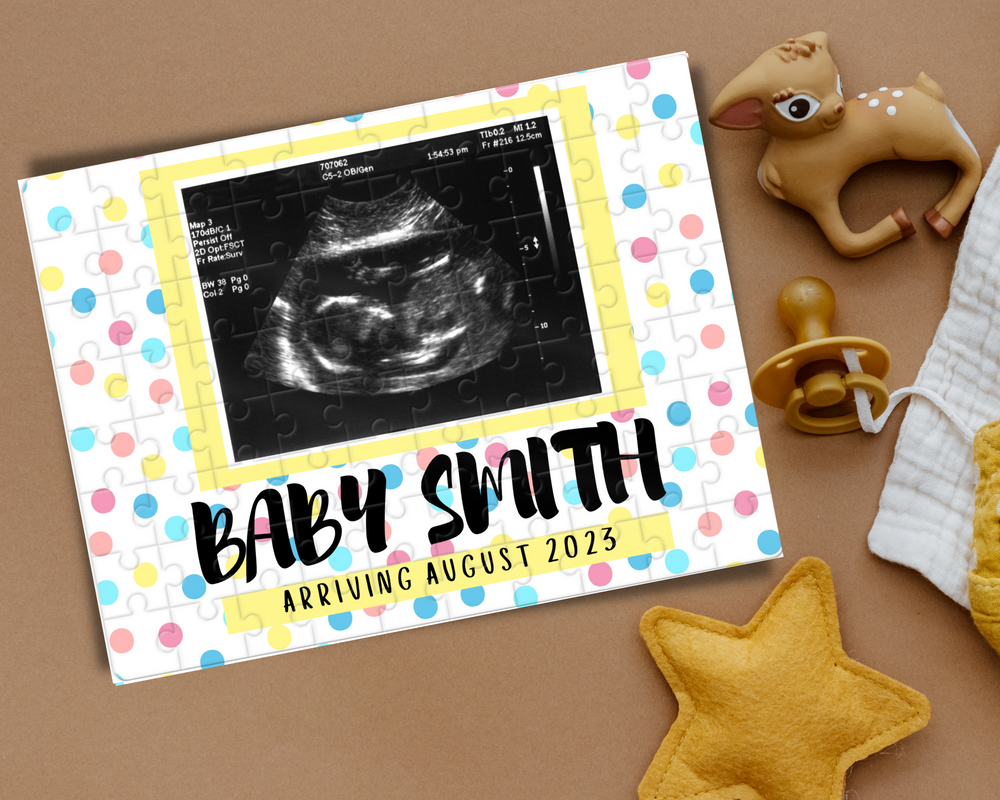 Pregnancy Ultrasound Photo Announcement Puzzle - Confetti