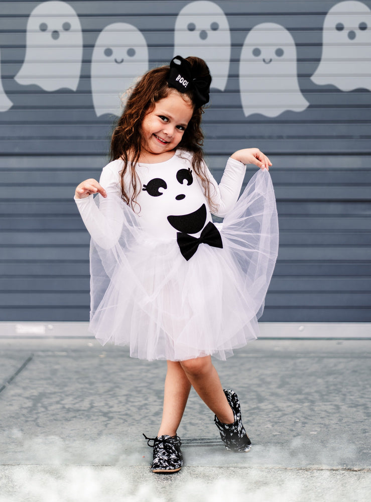Girly Ghost Halloween Costume FLS Leo & Bow / I (6-7) Girly Ghost Halloween Costume FLS Leo & Bow / I (6-7)