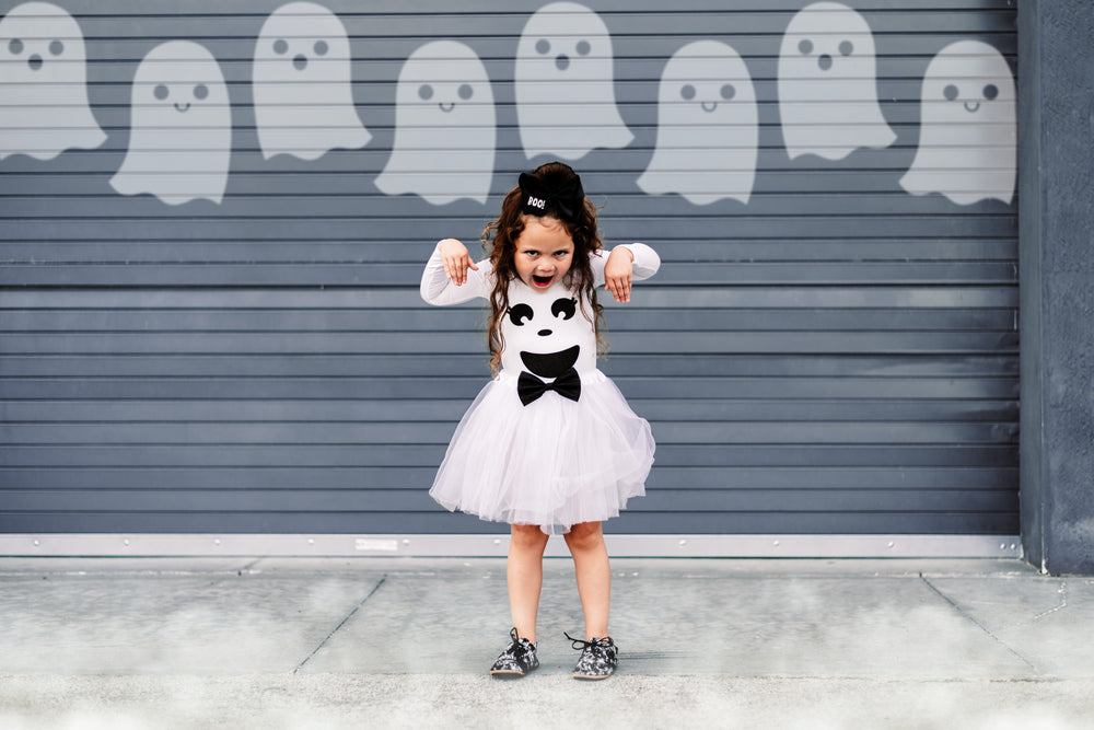 cute ghost dress Girly Ghost Halloween Costume FLS Leo & Bow / I (6-7)