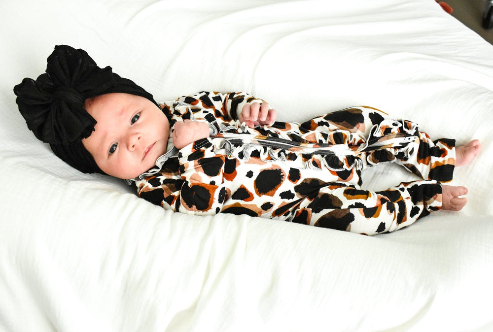 leopard ruffle sleeper
