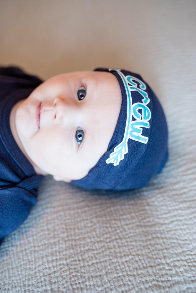 Navy Personalized Baby Gown and Hat